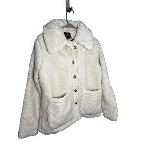 Threadbare Sherpa Fleece Jacket Women SM white ASOS winter fall fluffy
